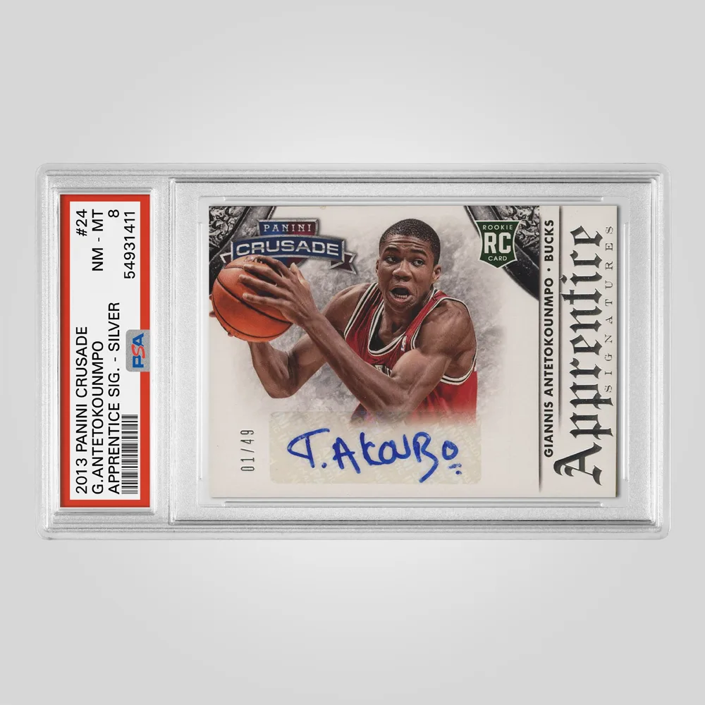 2013 Panini Crusade Giannis Antetokounmpo Apprentice Signatures, Silver #24, PSA 8 NM-MT