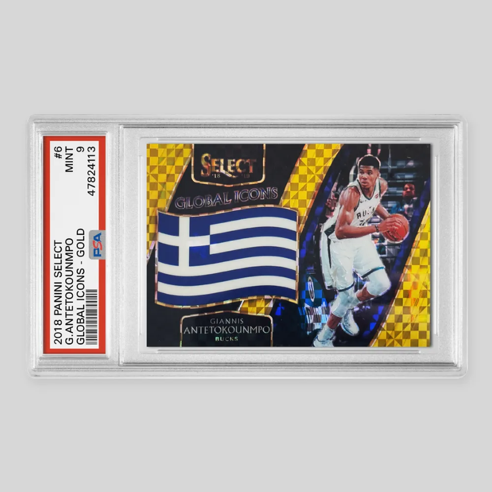 2018 Panini Select Giannis Antetokounmpo Global Icons, Gold #6, PSA 9 MINT
