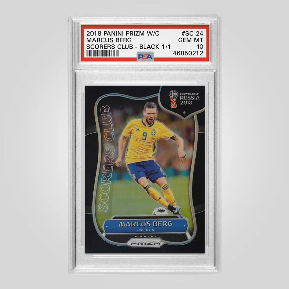 2018 Panini Prizm World Cup Marcus Berg Scorers Club, Black Prizm #SC-24, PSA 10 GEM MT