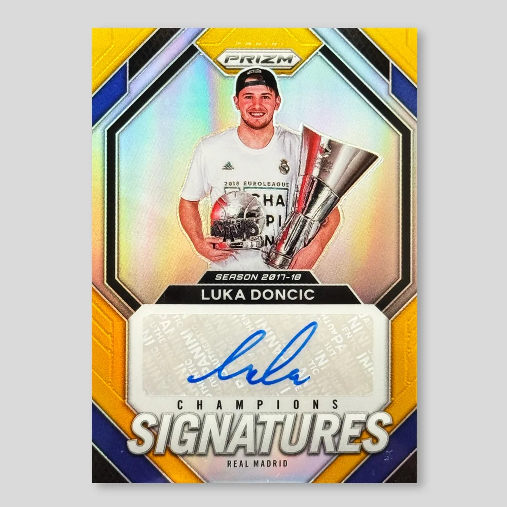 2024 Panini Prizm EuroLeague Luka Doncic Champions Signatures, Gold Prizm, Raw