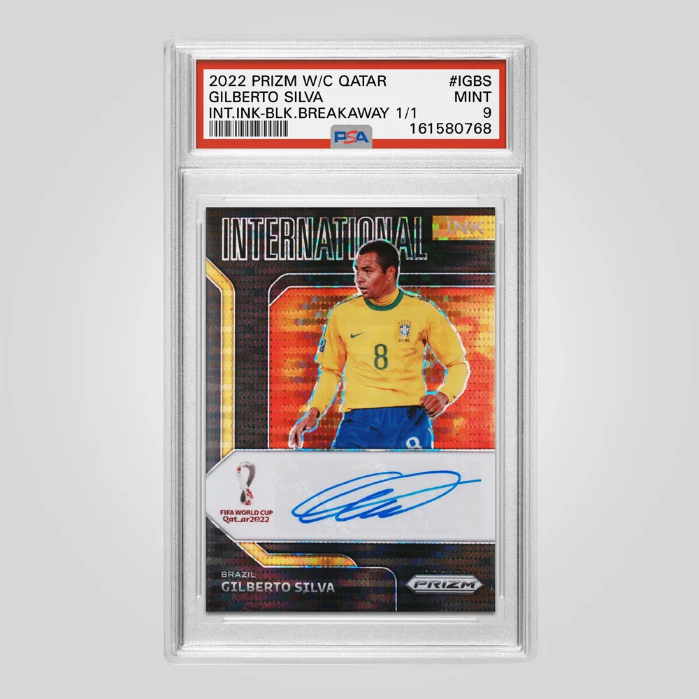 2022 Panini Prizm World Cup Gilberto Silva International Ink, Black Breakaway Prizm #IGBS, PSA 9 MINT