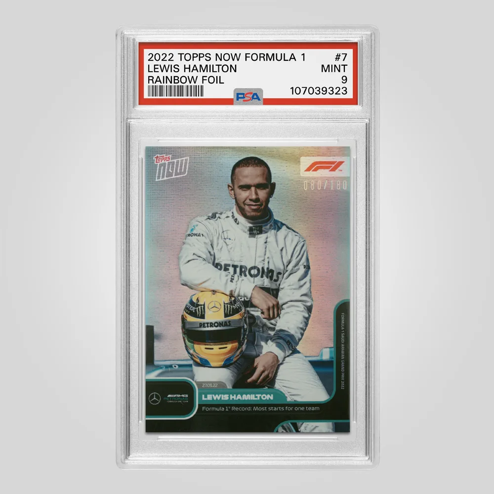 2022 Topps Now Formula 1 Lewis Hamilton Rainbow Foil #7, PSA 9 MINT