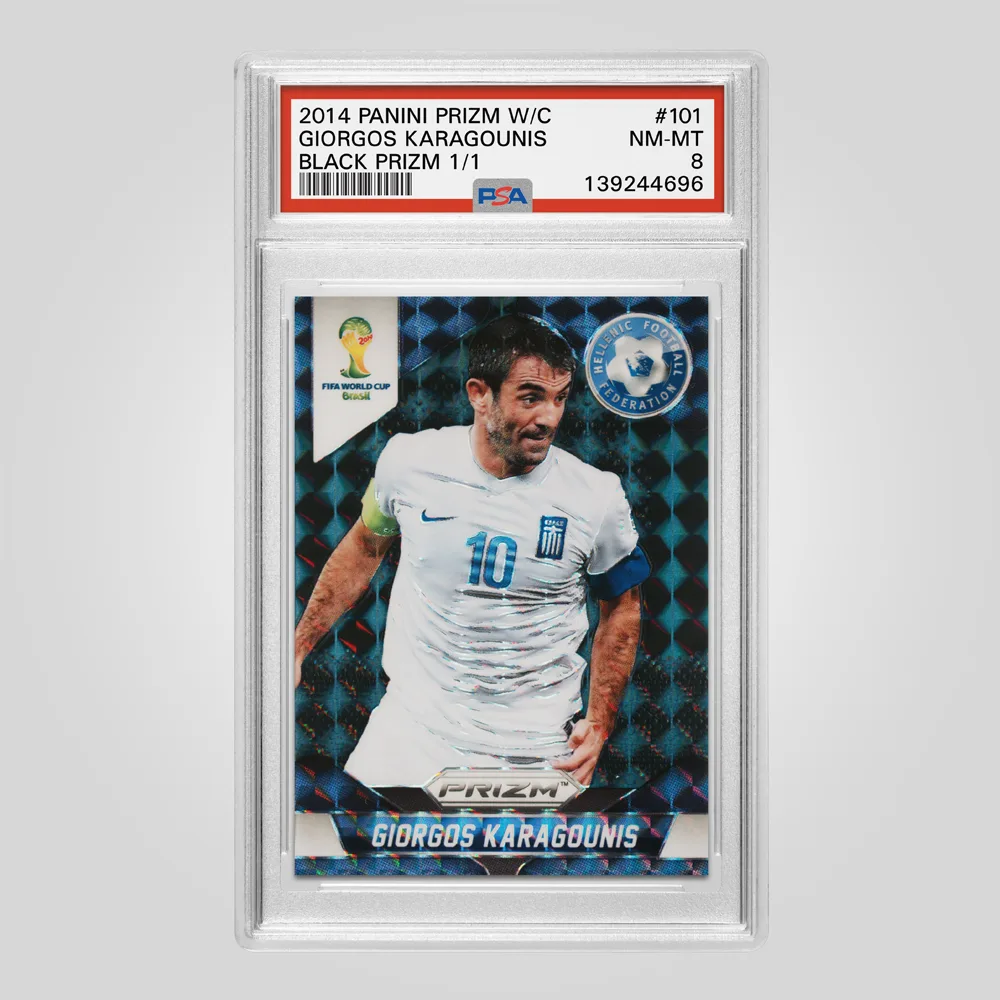 2014 Panini Prizm World Cup Giorgos Karagounis Black Prizm #101, PSA 8 NM-MT