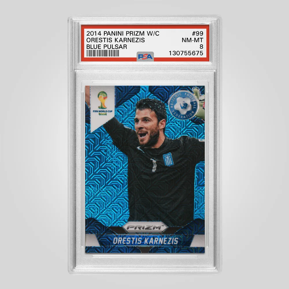 2014 Panini Prizm World Cup Orestis Karnezis Blue Pulsar #99, PSA 8 NM-MT