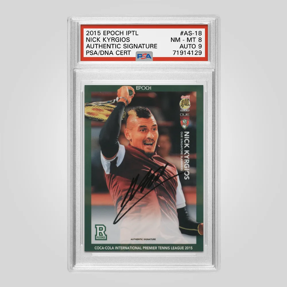 2015 Epoch IPTL Nick Kyrgios Authentic Signature #AS-18, PSA 8 NM-MT, auto 9