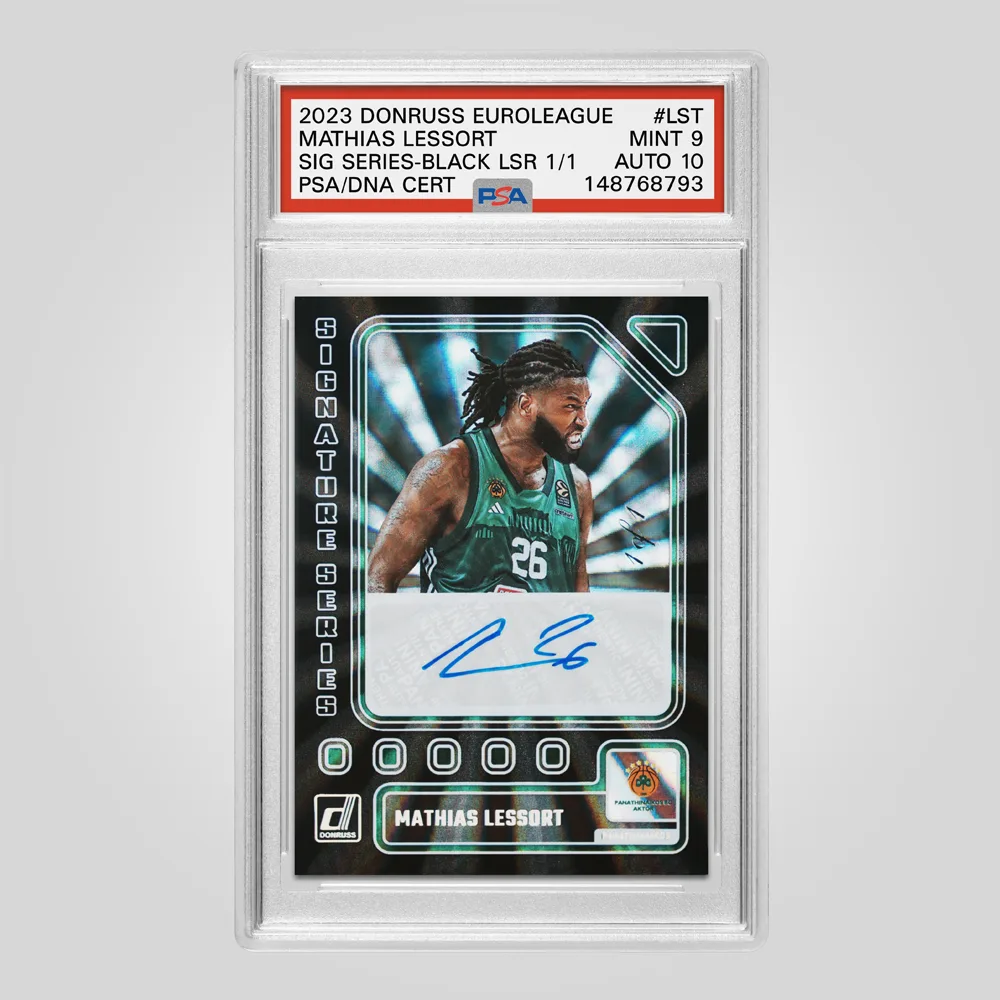 2023 Panini Donruss EuroLeague Mathias Lessort Signature Series, Black Laser #LST, PSA 9 MINT, auto 10