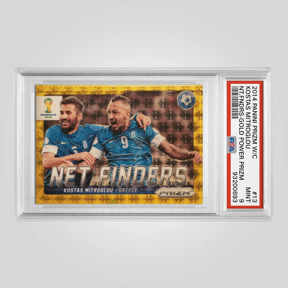 2014 Panini Prizm World Cup Kostas Mitroglou Net Finders, Gold Power Prizm #13, PSA 9 MINT