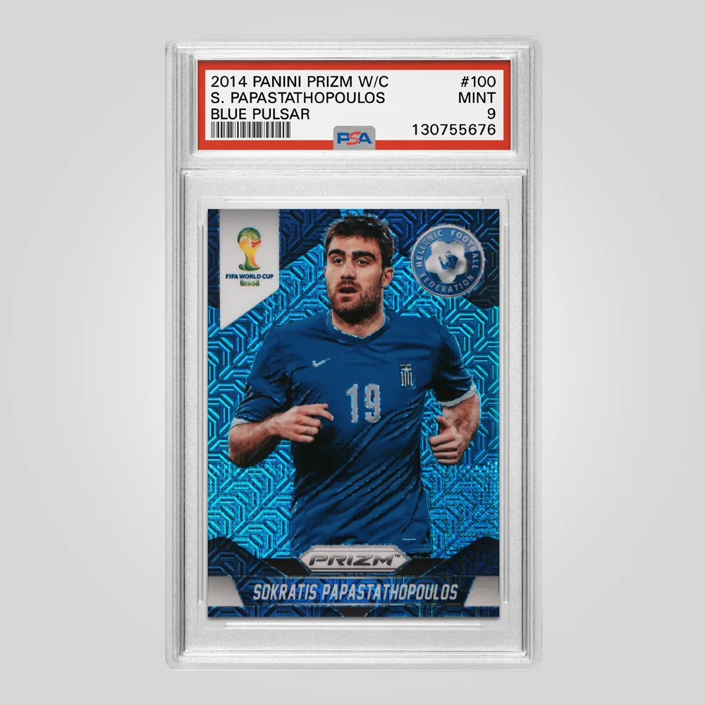 2014 Panini Prizm World Cup Sokratis Papastathopoulos Blue Pulsar #100, PSA 9 MINT