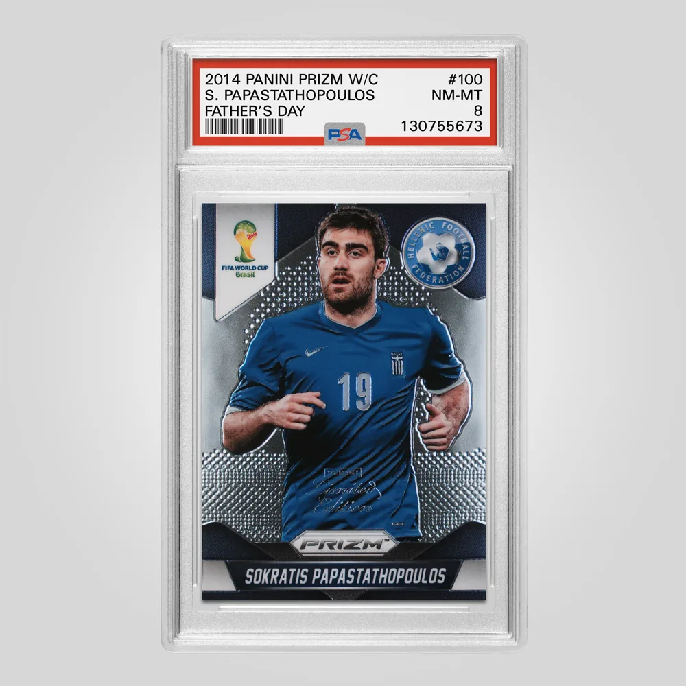 2014 Panini Prizm World Cup Sokratis Papastathopoulos Father’s Day Limited Edition #100, PSA 8 NM-MT