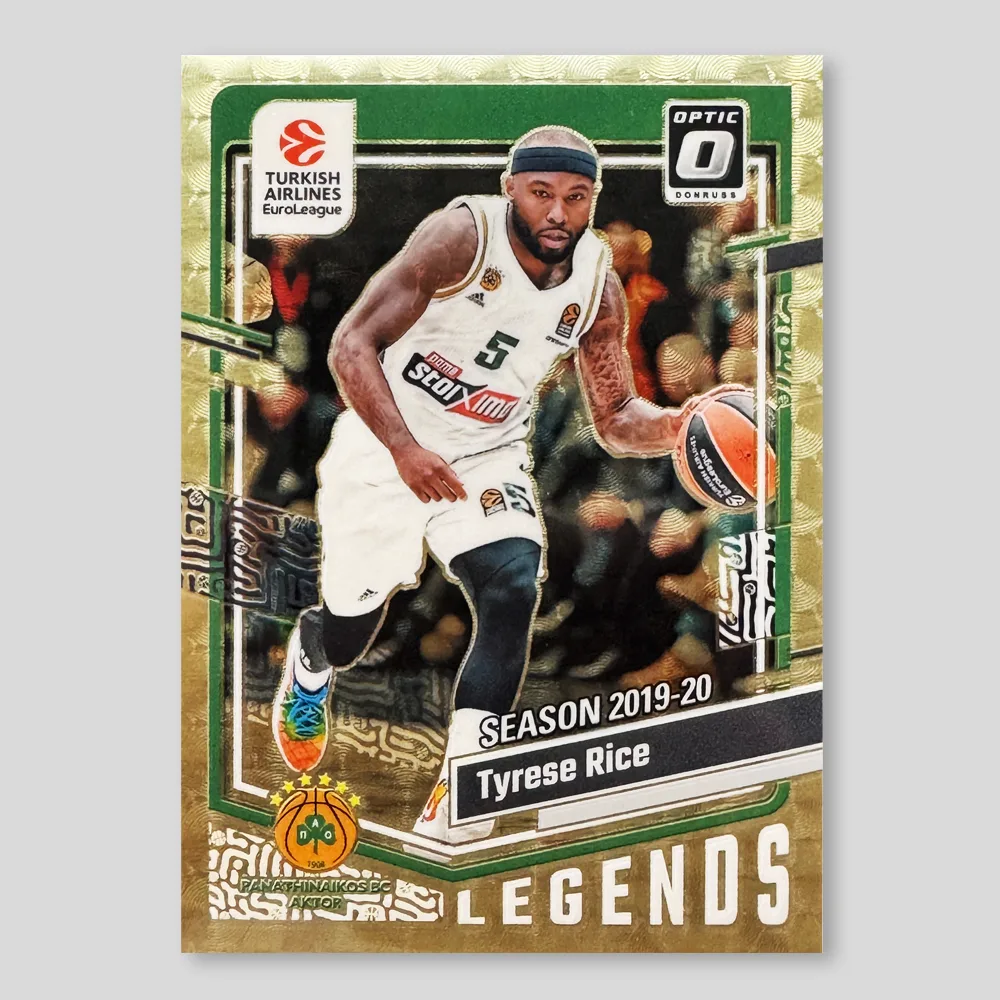 2023 Panini Donruss EuroLeague Tyrese Rice Optic Gold Vinyl #187, Raw