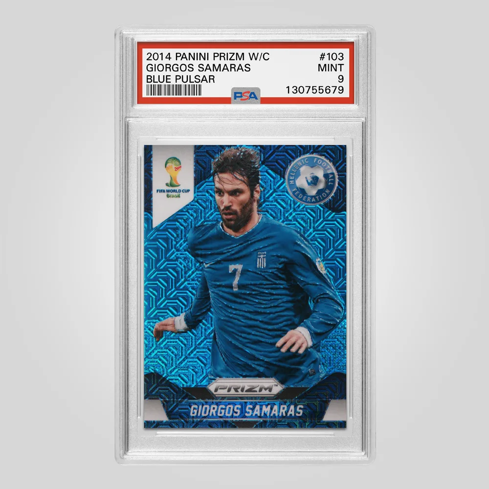 2014 Panini Prizm World Cup Giorgos Samaras Blue Pulsar #103, PSA 9 MINT