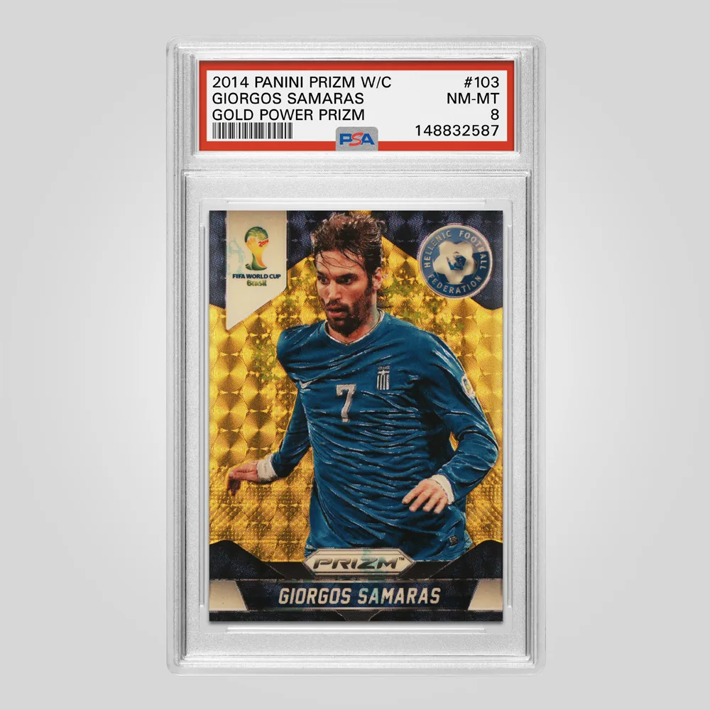 2014 Panini Prizm World Cup Giorgos Samaras Gold Power Prizm #103, PSA 8 NM-MT