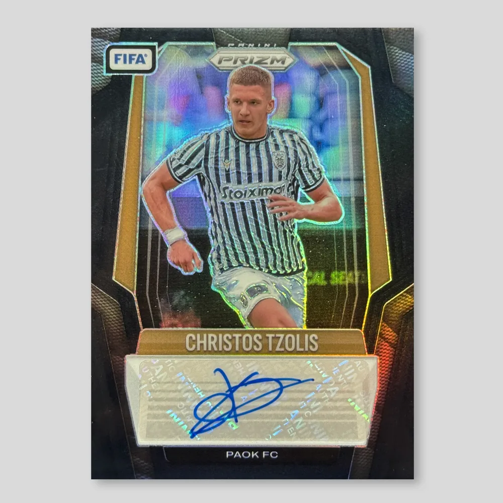 2023 Panini Prizm FIFA Christos Tzolis Signatures, Black Prizm, Raw